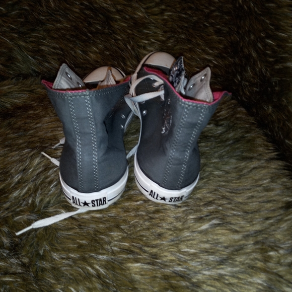 Lace Up Pink and Grey Converse- 8 - Picture 8 of 11